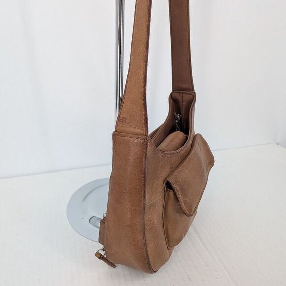 Vintage Fossil Leather Shoulder Handbag Purse Y2K Boho Neutral Coastal Capsule - Picture 6 of 14